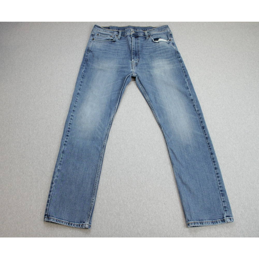 Levis Jeans Mens 38 x 30 Blue 513 Slim‎ Straight Cotton Blend Stretch Mid Wash